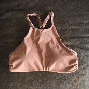 Red Carter woven detail blush tan high neck bikini